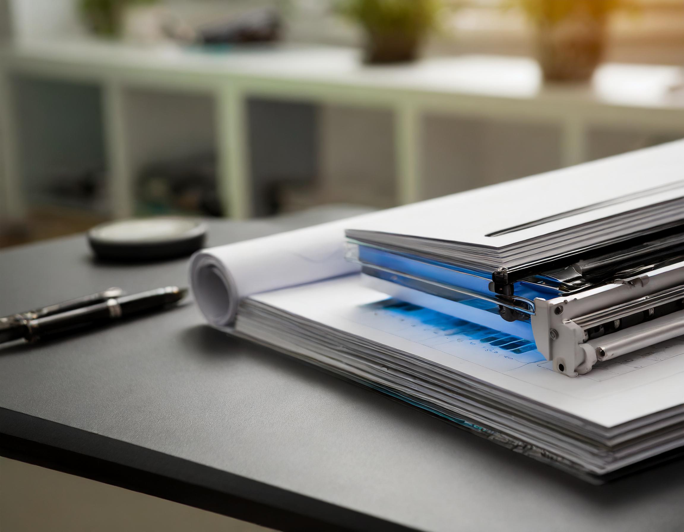 Vertragsdokumente und Steuerformulare auf einem eleganten Tisch in klassischem Design